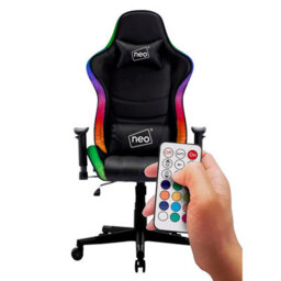 Neo Black Leather Computer Office Gaming Chair With Led Lights - thumbnail 6