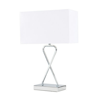 Valuelights Kuros Contemporary Polished Chrome Table Lamp With White Rectangular Shade - image 1