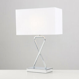 Valuelights Kuros Contemporary Polished Chrome Table Lamp With White Rectangular Shade - thumbnail 2