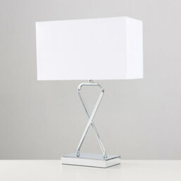 Valuelights Kuros Contemporary Polished Chrome Table Lamp With White Rectangular Shade - thumbnail 4