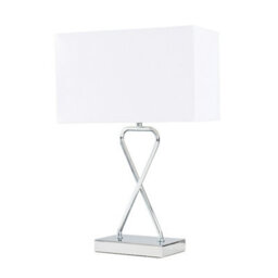 Valuelights Kuros Contemporary Polished Chrome Table Lamp With White Rectangular Shade - thumbnail 1