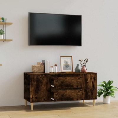 Berkfield Tv Cabinet Smoked Oak 102X44.5X50 Cm Engineered Wood - image 1