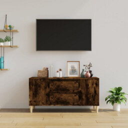 Berkfield Tv Cabinet Smoked Oak 102X44.5X50 Cm Engineered Wood - thumbnail 3