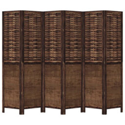 Vidaxl Room Divider 6 Panels Dark Brown Solid Wood Paulownia - thumbnail 4