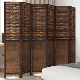 Vidaxl Room Divider 6 Panels Dark Brown Solid Wood Paulownia - thumbnail 1