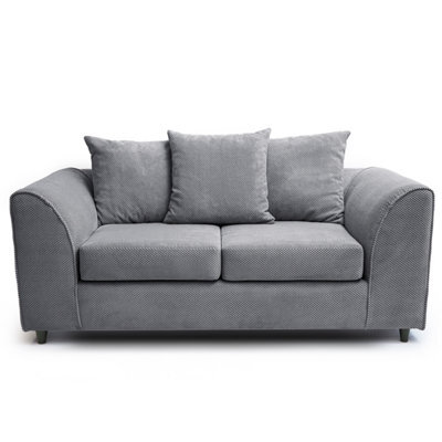 Abakus Direct Jumbo Grid Grey 2 Seater Sofa Plush Comfort With Deeply Padded Cushions - image 1