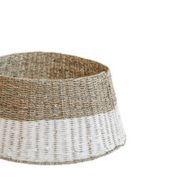 Ivyline Round Foldable Wicker And White Tree Skirt - L70 X W70 X H26 Cm - Brown - thumbnail 2