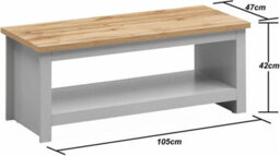 Timber Art Design Lisbon Grey And Oak Coffee Table With Open Shelf Storage - thumbnail 2
