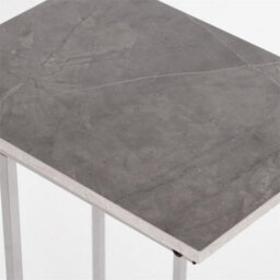 C Shape Table Coffee Laptop Side End Living Room Furniture Bedside Nightstand Grey Marble - thumbnail 3