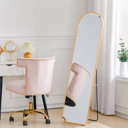Modern Arched Metal Floor Mirror, Gold Finish, 40Cm Width, 150Cm Height - thumbnail 5