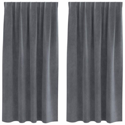 Berkfield Modern Blackout Curtains With Top Tape 2 Pcs Super Light Grey Velvet