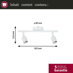 Paulmann 66764 Carolina Spotlight 2-Lamp Max. 2X10 Watts Ceiling Luminaire White Matt Spot Metal Gu10 - thumbnail 4