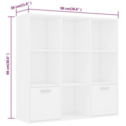 Vidaxl Book Cabinet White 98X30X98 Cm Engineered Wood - thumbnail 9