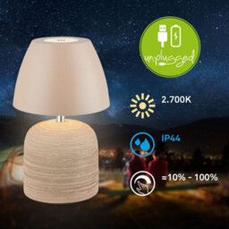 Briloner Led Table Lamp Rechargeable Bedside Light Dimmable Cordless Warm White Ceramic Beige 2,5W, 200Lm - thumbnail 5
