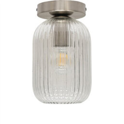 First Choice Lighting Set Of 2 Batley - Clear Glass Satin Nickel Ceiling Light Fittings - thumbnail 2