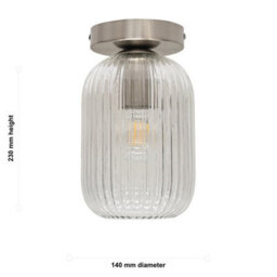 First Choice Lighting Set Of 2 Batley - Clear Glass Satin Nickel Ceiling Light Fittings - thumbnail 6