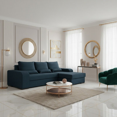 Virago Living Room Corner Sofa Bed Polyurethane Foam Wave Spring Wooden Legs Loose Cushions 285X165X90Cm Graphite Right - image 1