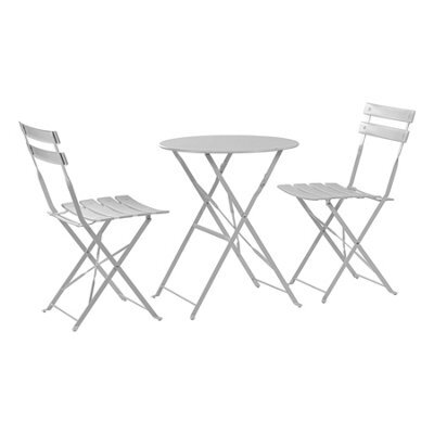 Harbour Housewares 2 Seater Sussex Bistro Set - Round - White - image 1