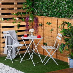 Harbour Housewares 2 Seater Sussex Bistro Set - Round - White - thumbnail 6