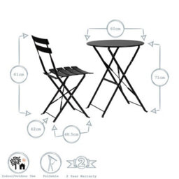 Harbour Housewares 2 Seater Sussex Bistro Set - Round - White - thumbnail 3
