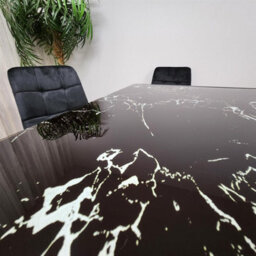 Kosy Koala Modern Black Marble Effect Dining Table Set With 4 Black Velvet Chairs Dining Room Furniture - thumbnail 9