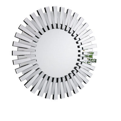 Furniturebox Starburst Small 60Cm 3D Silver Round Sunburst Modern Hallway Bedroom Dining And Living Room Mirror - image 1