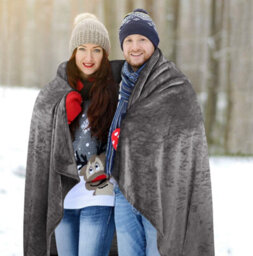 Ameha Fleece Plain Blanket, Lightweight & Reversible Throw For Travel, Bed & Sofa Blanket, Grey Super King 230X270Cm - thumbnail 4