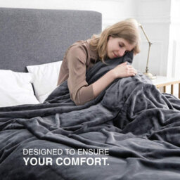 Ameha Fleece Plain Blanket, Lightweight & Reversible Throw For Travel, Bed & Sofa Blanket, Grey Super King 230X270Cm - thumbnail 2