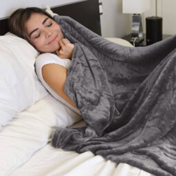 Ameha Fleece Plain Blanket, Lightweight & Reversible Throw For Travel, Bed & Sofa Blanket, Grey Super King 230X270Cm - thumbnail 5
