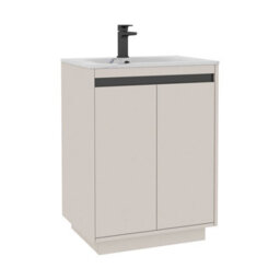 Royal Bathrooms Orion 600mm Warm Taupe 2 Door Floor Standing Bathroom Vanity Unit With Carrara White Basin & Black Accent Trim - thumbnail 7
