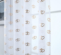 "Curtains at Home 1 Pair (2) Sheer Rose Gold Metallic Entwined Heart Voile Panels - 90"" (229Cm) Drop" - thumbnail 5
