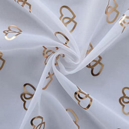 "Curtains at Home 1 Pair (2) Sheer Rose Gold Metallic Entwined Heart Voile Panels - 90"" (229Cm) Drop" - thumbnail 4