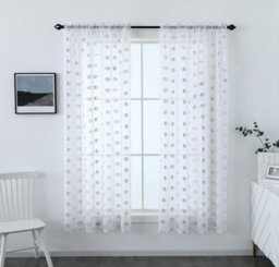 "Curtains at Home 1 Pair (2) Sheer Rose Gold Metallic Entwined Heart Voile Panels - 90"" (229Cm) Drop" - thumbnail 2