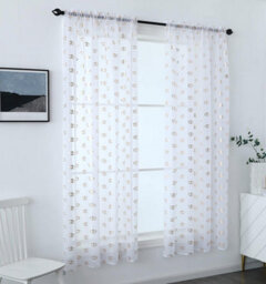 "Curtains at Home 1 Pair (2) Sheer Rose Gold Metallic Entwined Heart Voile Panels - 90"" (229Cm) Drop" - thumbnail 6