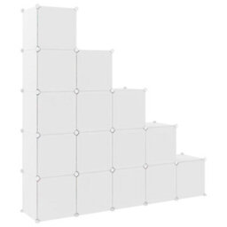 Berkfield Cube Storage Cabinet For Kids With 15 Cubes White Pp - thumbnail 5