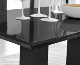 Furniturebox Uk Imperia 6 Black Dining Table And 6 Grey Velvet Milan Black Leg Chairs - thumbnail 4