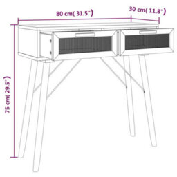 Vidaxl Console Table White 80X30X75 Cm Solid Wood Pine&natural Rattan - thumbnail 7