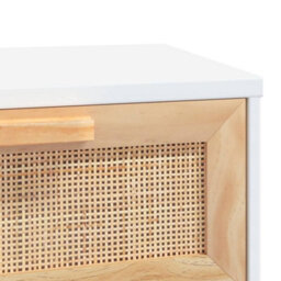 Vidaxl Console Table White 80X30X75 Cm Solid Wood Pine&natural Rattan - thumbnail 6