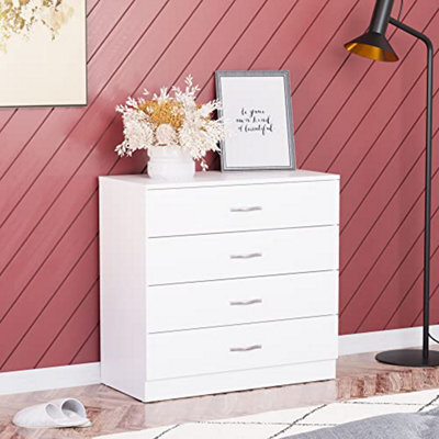 Vida Designs White Chest Of Drawers With 4 And Metal Handles Bedroom Furniture