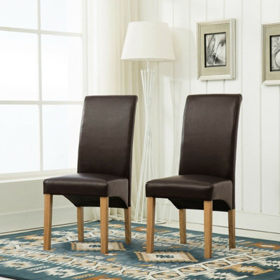 Mcc Direct Deluxe High Back Leather Dining Chairs Brown - image 1