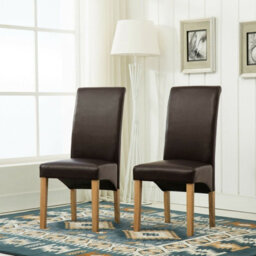 Mcc Direct Deluxe High Back Leather Dining Chairs Brown - thumbnail 1