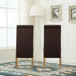Mcc Direct Deluxe High Back Leather Dining Chairs Brown - thumbnail 3