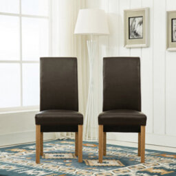 Mcc Direct Deluxe High Back Leather Dining Chairs Brown - thumbnail 2