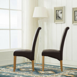 Mcc Direct Deluxe High Back Leather Dining Chairs Brown - thumbnail 4