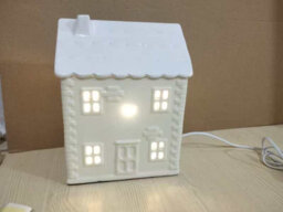 Ceramic House Table Lamp Cream Base With Cream Roof Soft Warm Light Energy Saving Energy Class A - thumbnail 7
