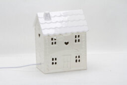 Ceramic House Table Lamp Cream Base With Cream Roof Soft Warm Light Energy Saving Energy Class A