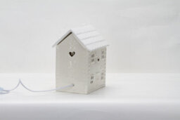 Ceramic House Table Lamp Cream Base With Cream Roof Soft Warm Light Energy Saving Energy Class A - thumbnail 2