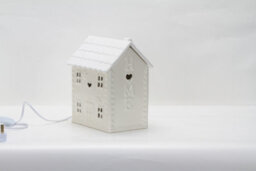 Ceramic House Table Lamp Cream Base With Cream Roof Soft Warm Light Energy Saving Energy Class A - thumbnail 3