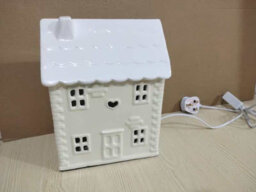 Ceramic House Table Lamp Cream Base With Cream Roof Soft Warm Light Energy Saving Energy Class A - thumbnail 8