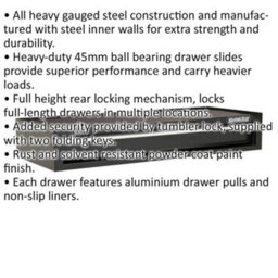 Heavy-Duty Lockable Tool Chest With 1 Drawer - 1030 X 440 X 170mm Black Storage Solution - thumbnail 2